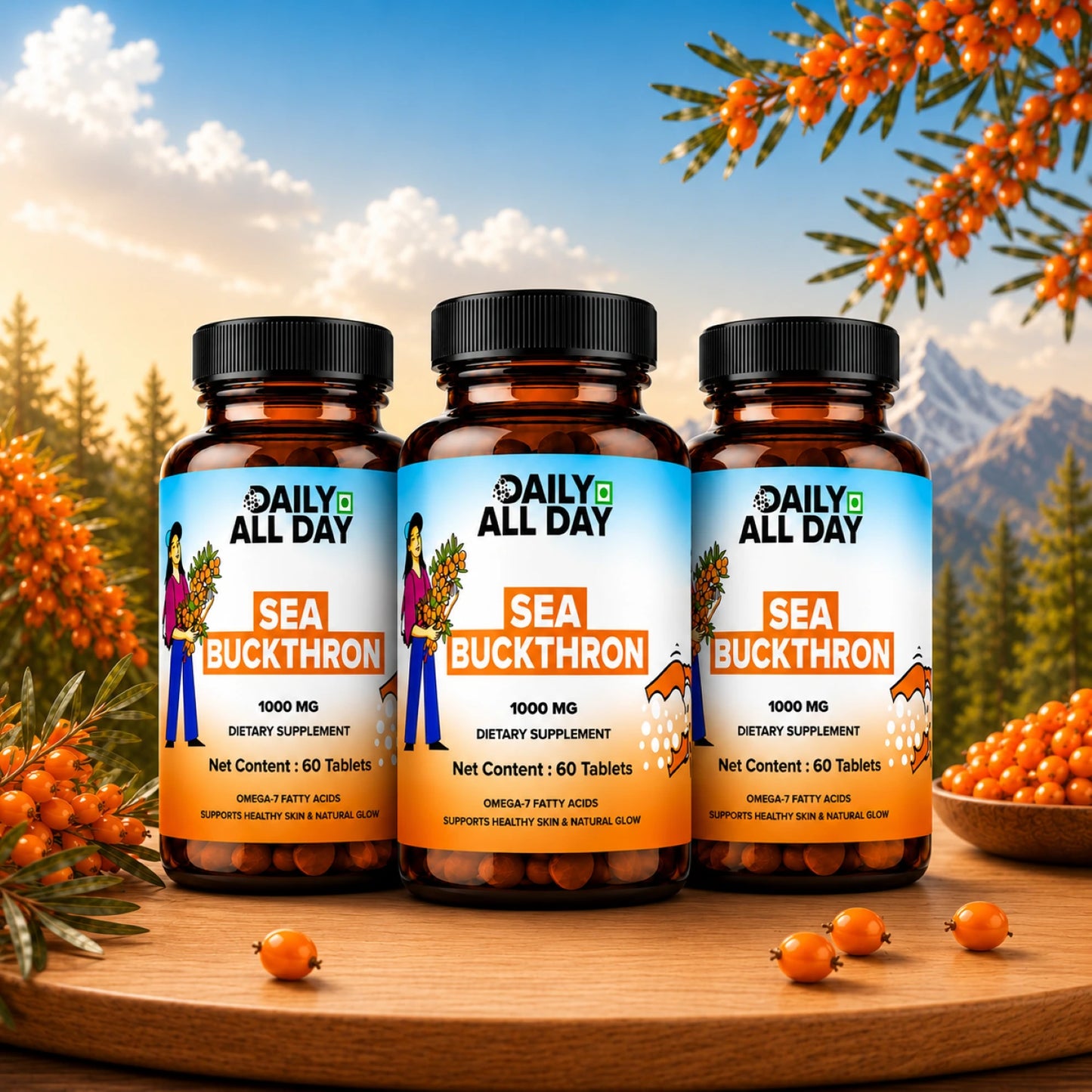 Sea Buckthorn Tablets - Omega-3,6,7 & 9 Daily Wellness & Nutrition