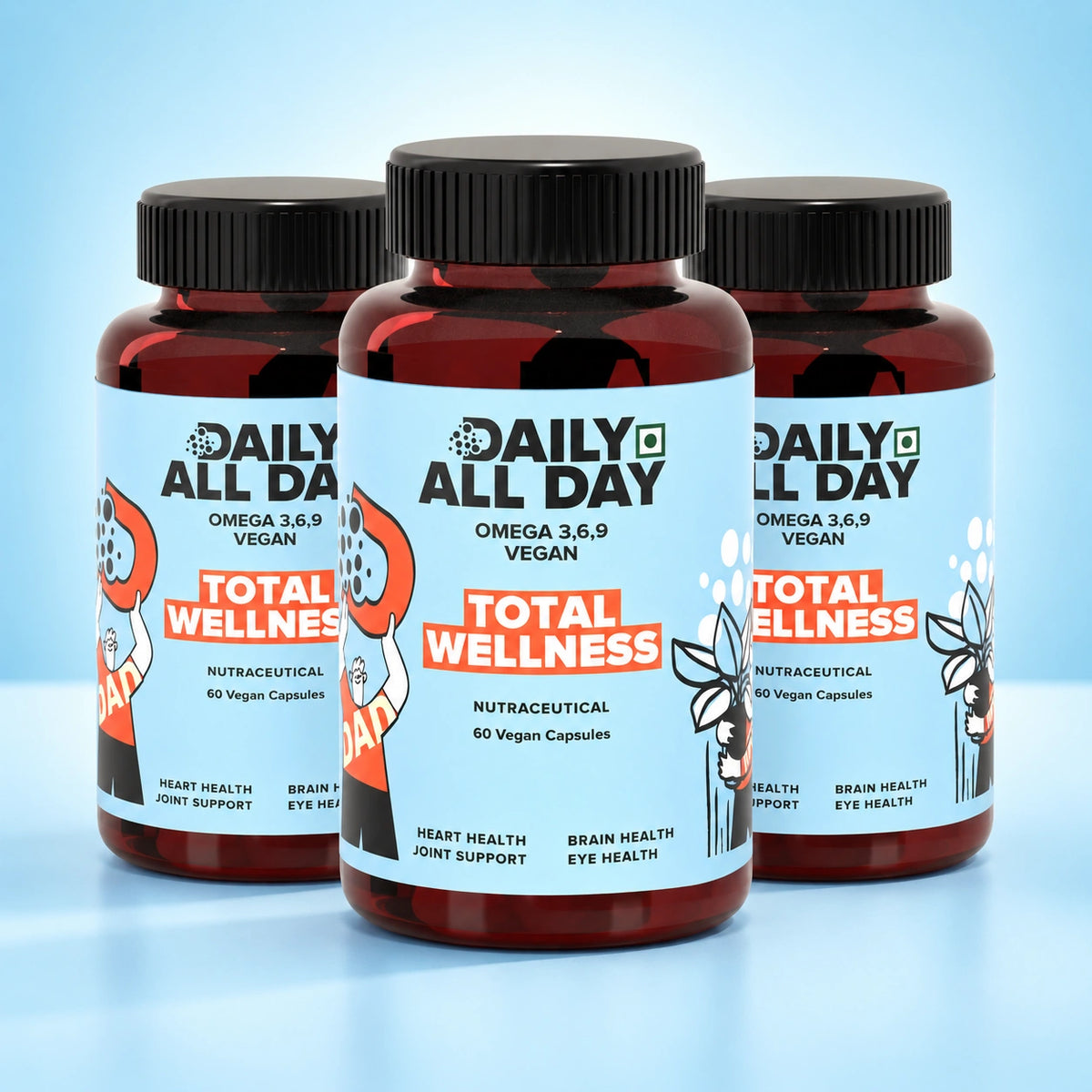 Total Wellness Vegan Omega 3 6 9 - Heart, Brain & Eye Health Support