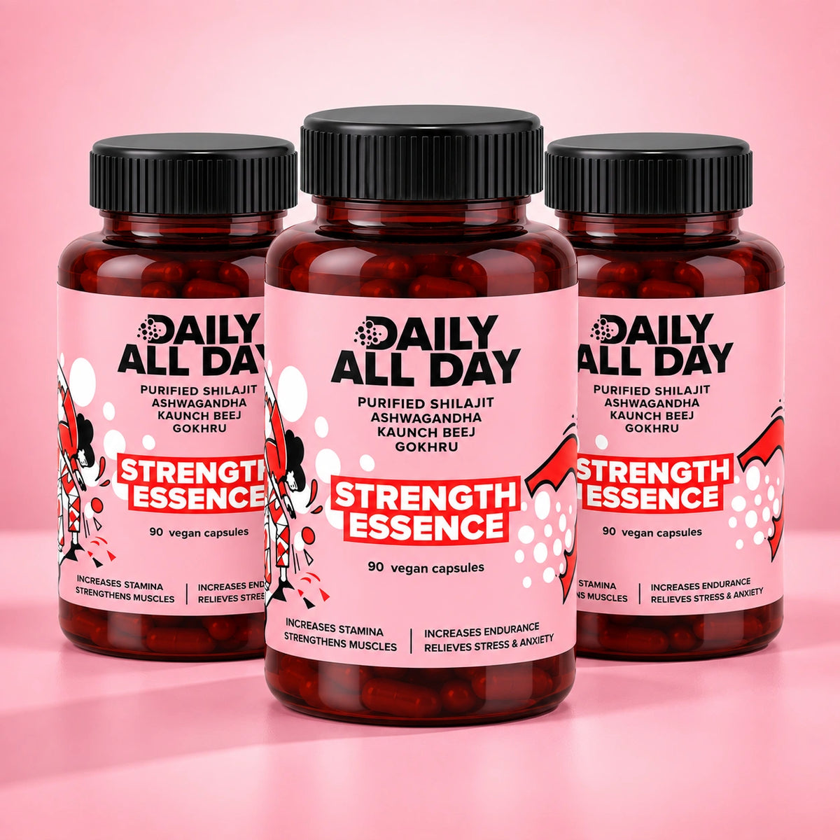 Energy supplements with shilajit and ashwagandha - 3 bottle pack