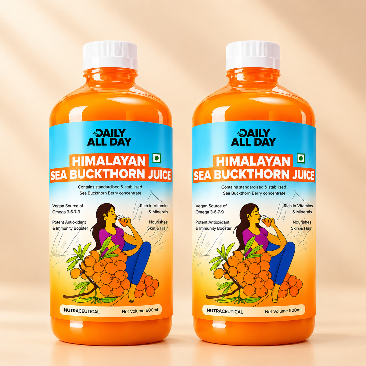 Sea Buckthorn Juice 500Ml - Glowing Skin & Omega 7