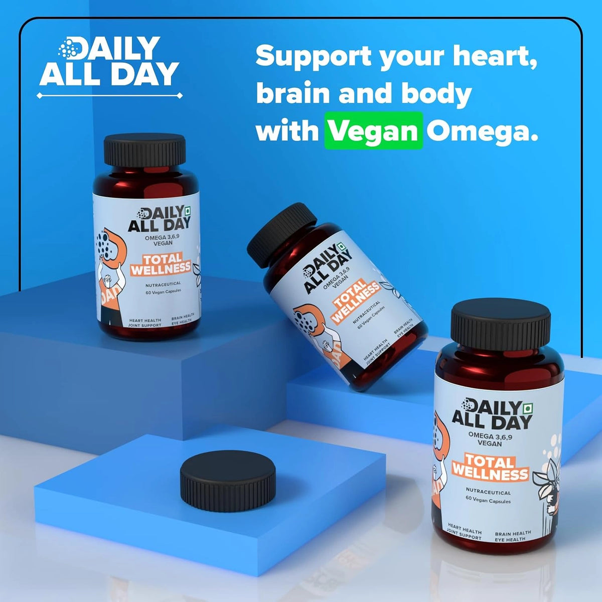 Total Wellness Vegan Omega 3 6 9 - Heart, Brain & Eye Health Support