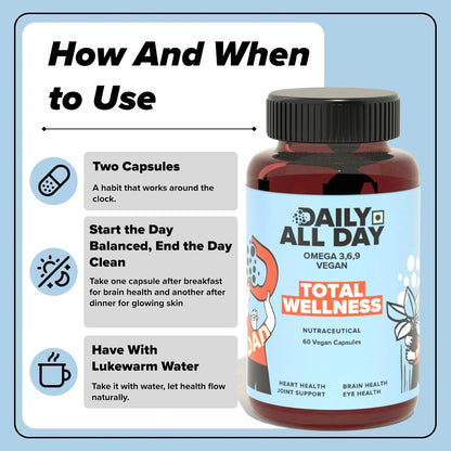 Total Wellness Vegan Omega 3 6 9 - Heart, Brain & Eye Health Support