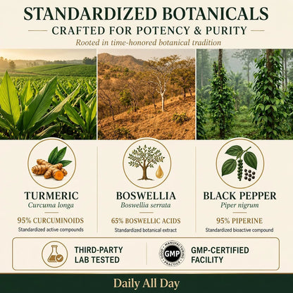 Boswellia serrata, turmeric and black pepper botanicals - third-party lab tested