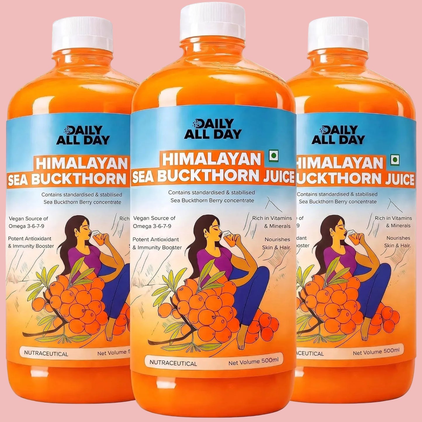 Sea Buckthorn Juice 500Ml - Glowing Skin & Omega 7
