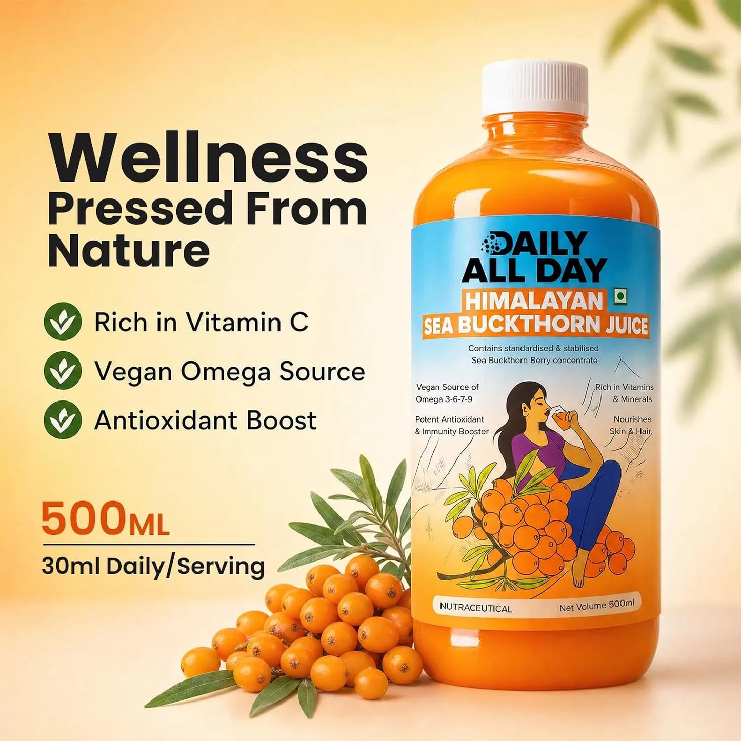 Sea Buckthorn Juice - Glowing Skin & Omega 7
