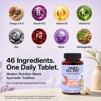 Multivitamin for women and men with vitamin B12, vitamin D3, zinc, iron and ashwagandha