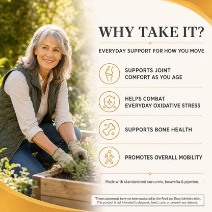 Turmeric joint support benefits - joint comfort, bone health and mobility
