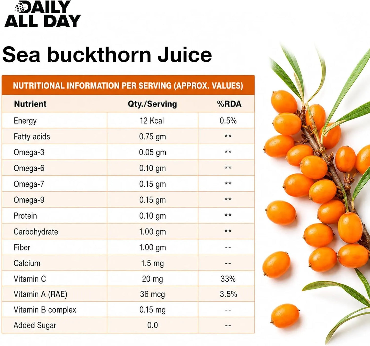Sea Buckthorn Juice - Glowing Skin & Omega 7