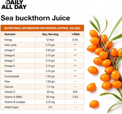 Sea Buckthorn Juice 500Ml - Glowing Skin & Omega 7