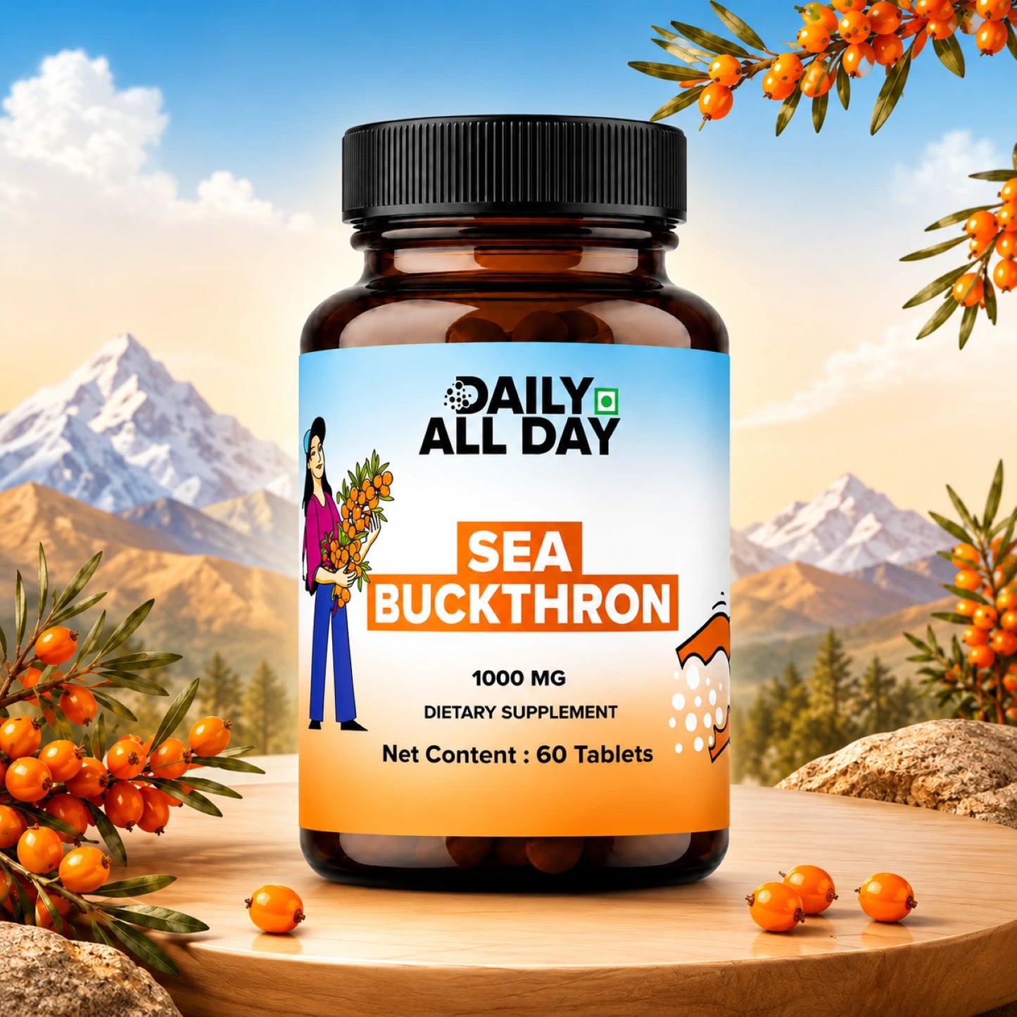 Sea Buckthorn Tablets - Omega-3,6,7 & 9 Daily Wellness & Nutrition