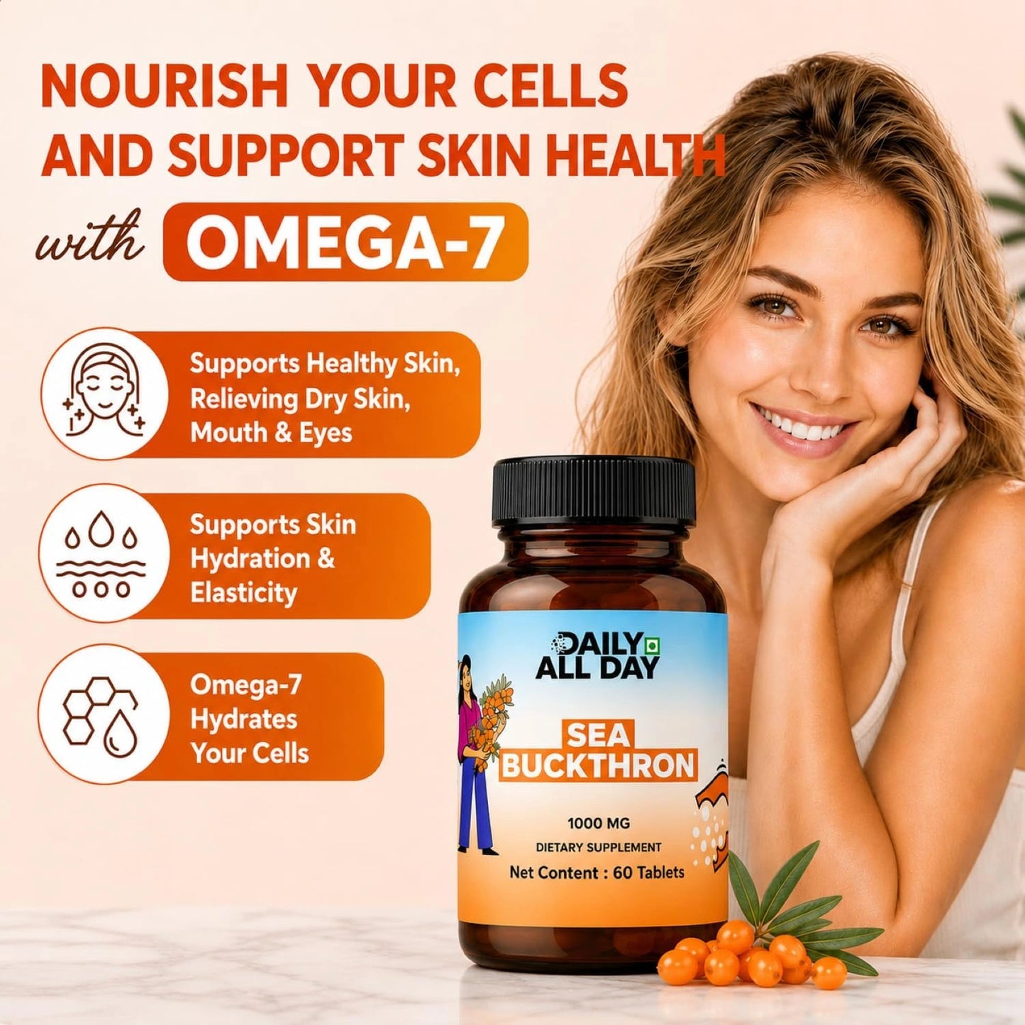 Sea Buckthorn Tablets - Omega-3,6,7 & 9 Daily Wellness & Nutrition