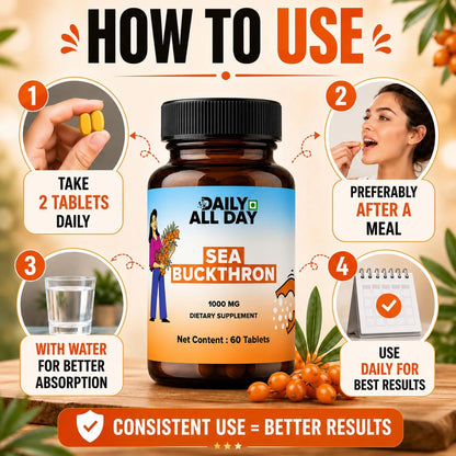 Sea Buckthorn Tablets - Omega-3,6,7 & 9 Daily Wellness & Nutrition