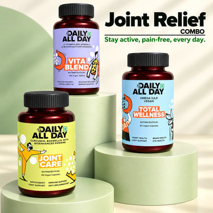 Joint health supplements - turmeric curcumin with black pepper, multivitamin and vegan omega 3 6 9