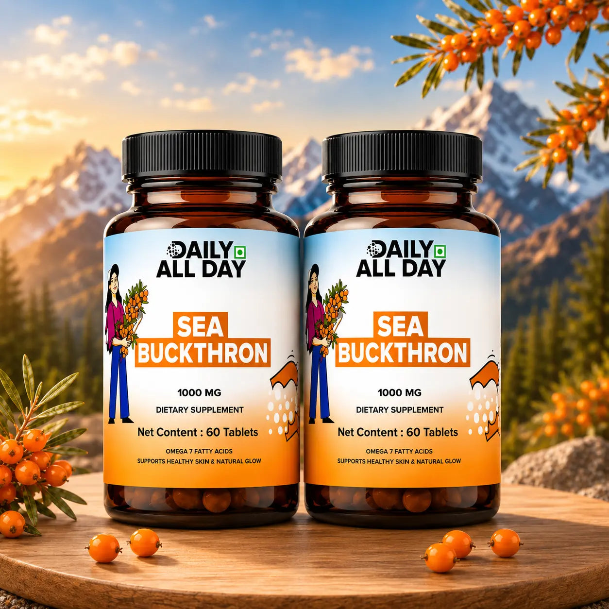 Sea Buckthorn Tablets - Omega-3,6,7 & 9 Daily Wellness & Nutrition