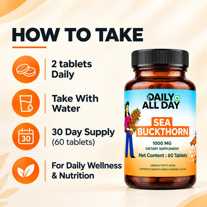 Sea Buckthorn Tablets - Omega-3,6,7 & 9 Daily Wellness & Nutrition