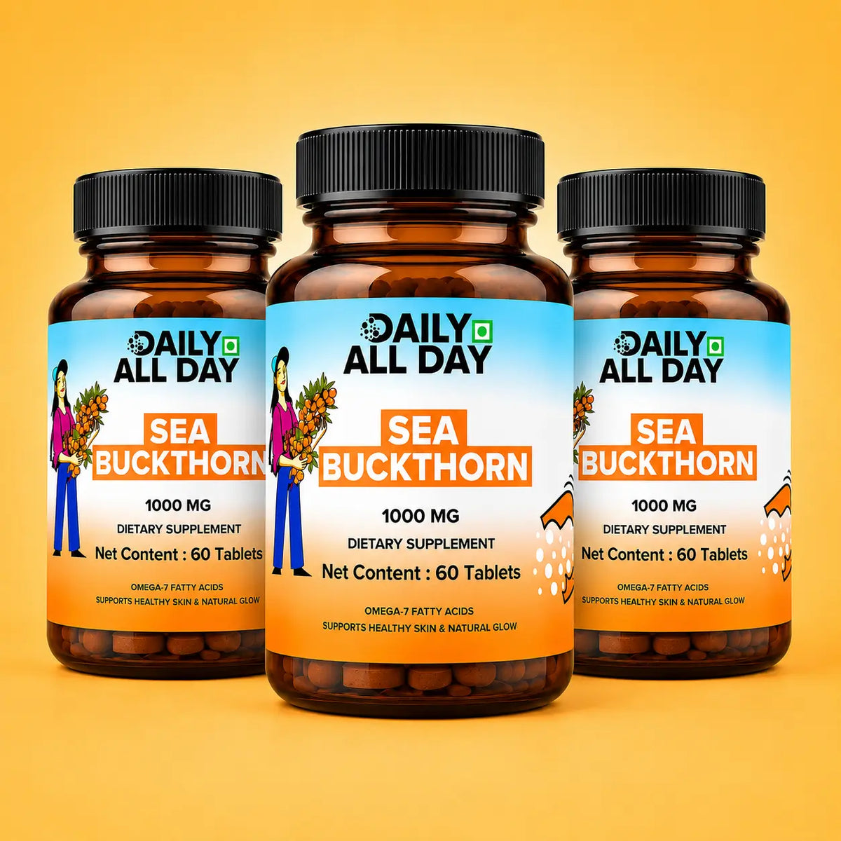 Omega 7 sea buckthorn supplement - 3 bottle pack